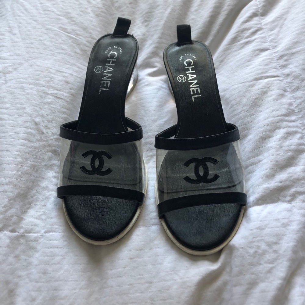 Chanel Transparent PVC CC logo mule sandals